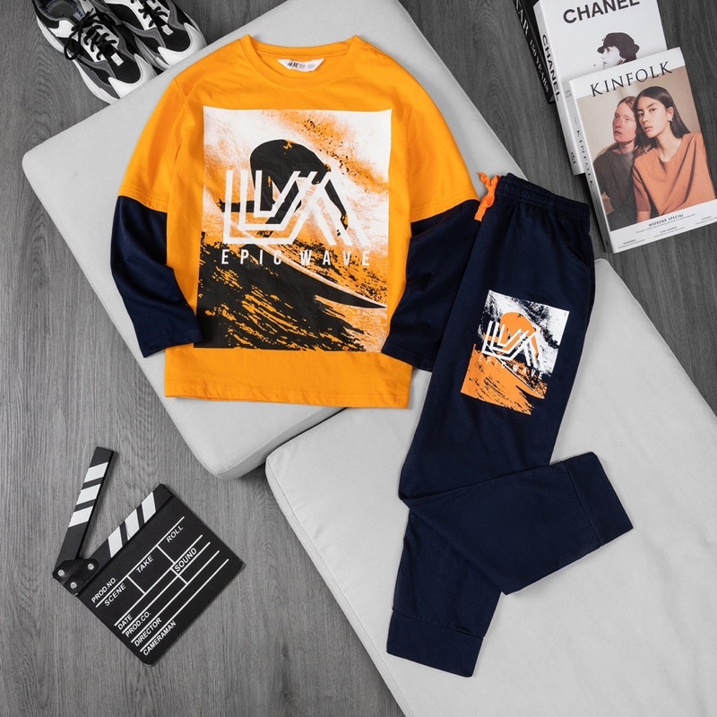 Bộ dài tay bé trai size đại 23-57kg, bộ thun cotton bé trai lớn