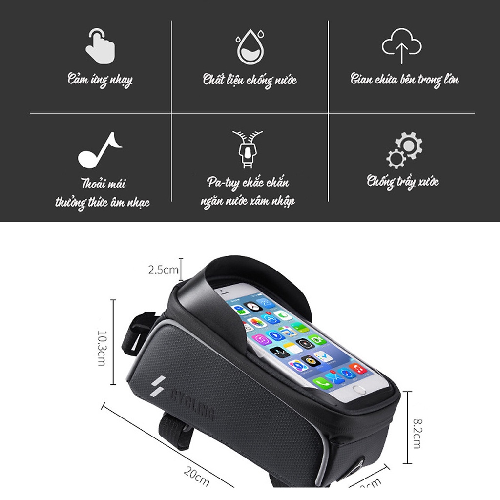 [Chính hãng miDoctor] Túi xe đạp cao cấp, túi treo sườn xe đạp chống nước bọc cảm ứng phù hợp với mọi dòng xe