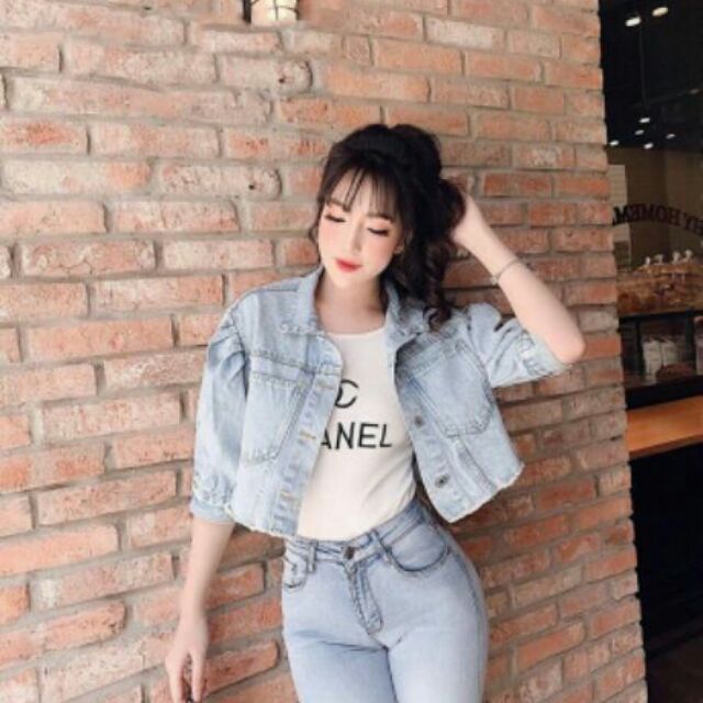 Khoác jean lửng tay lỡ MK193 KJW056