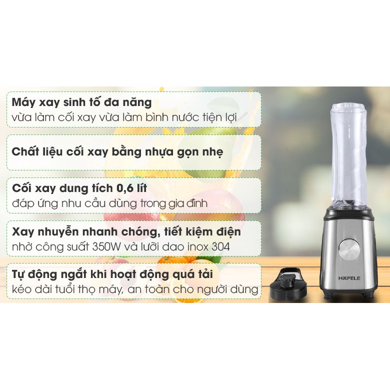 Máy xay sinh tố mini dùng làm bình nước uống 0.6L Hafele GS-621 / 535.43.263 350W - Hàng chính hãng