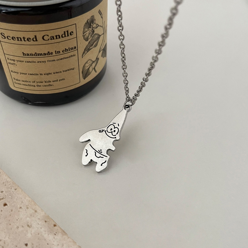 Bộ 2 sợi dây chuyền dạng xích kim loại gắn hình Spongebob đơn giản cổ điển cho cặp đôi