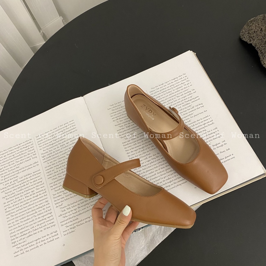 Bệt nữ mũi vuông phối quai ngang kiểu dáng Hàn Quốc