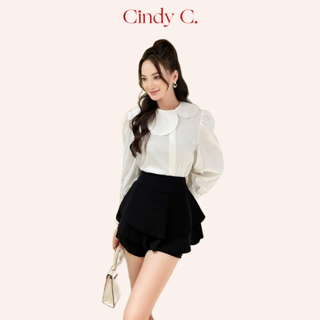 Áo Sơ Mi Dài Tay Và Chân Váy Ngắn Lizette CINDY C chất liệu Linen thiết kế thanh lịch nữ tính 22959 / 22037 / 22092
