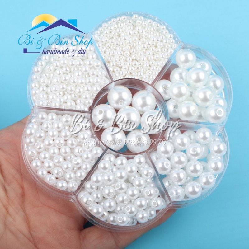 200g Hạt Trai Tròn 4mm Có Lỗ Giữa Đính Kết Trang Phục, Làm Phụ Kiện Thời Trang
