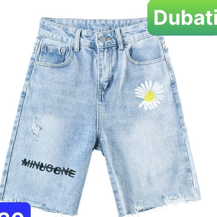 QUẦN SHORT SỌT JEAN LỬNG KIỂU NGỐ NỮ CHẤT BÒ XANH HOA CÚC ULZZANG NHẬT BẢN LƯNG CAO NÂNG MÔNG- DB-230 - DUBATI FASHION