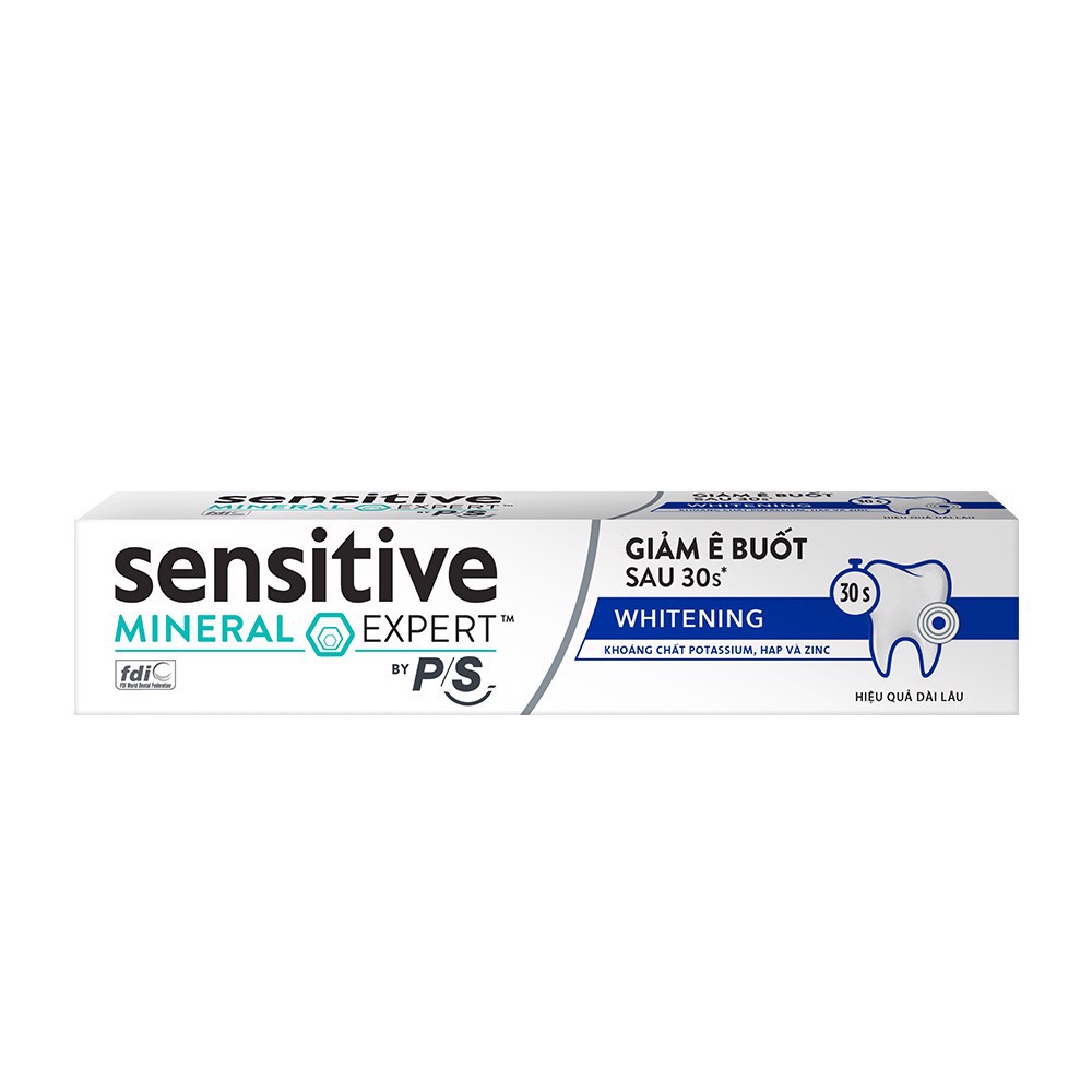 Bộ 3 Hộp Kem đánh răng P/S giảm ê buốt sau 30 giây Sensitive Mineral Expert Whitening với tác động từ khoáng 100g