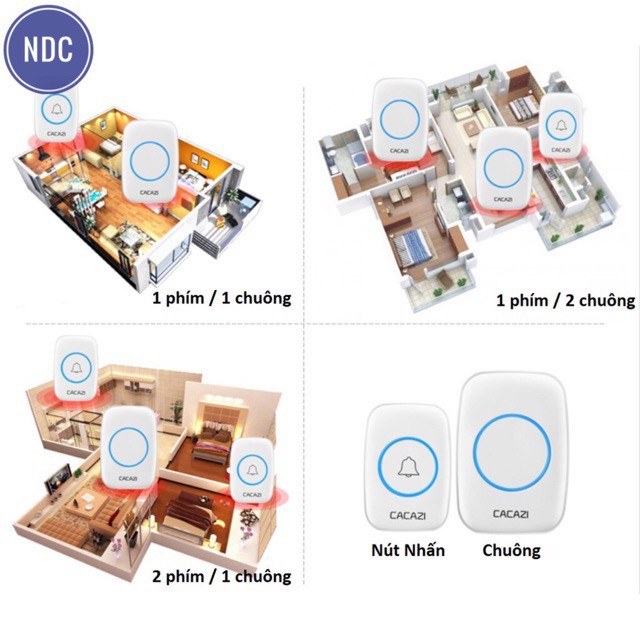 NBC Chuông Cửa không Dây Cao Cấp CACAZI A10 (mẫu một) Kín Nước, Cực tốt 3 15