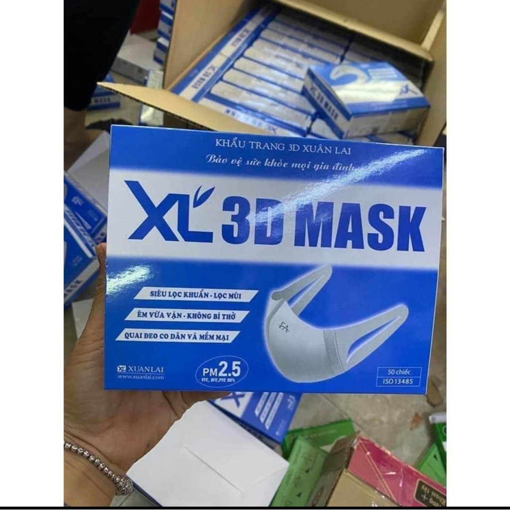 50 cái . khẩu trang 3D Mask xuân Lai (Chính Hãng) quai deo dẻo , khẩu trang y tế.