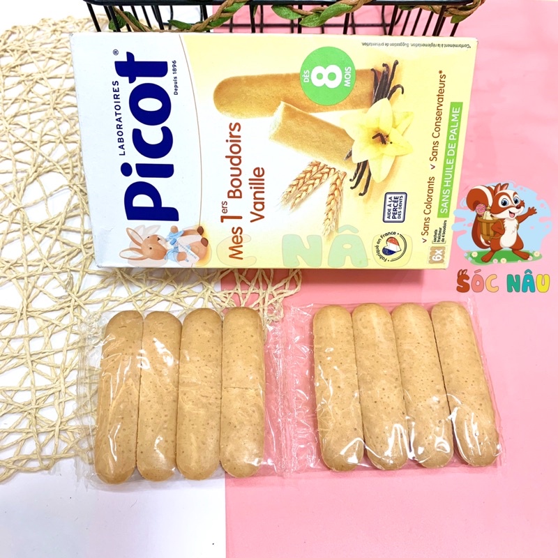 Bánh Quy Ăn Dặm Picot Không Chứa Sữa Cho Bé Từ 8M, Bé Dị Ứng Ăn Được