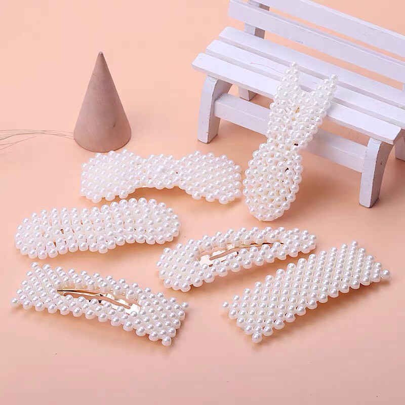 Cặp tóc bẻ tách ngọc trai nhiều hình phong cách Hàn Quốc kẹp mái xinh xắn hot tiktok