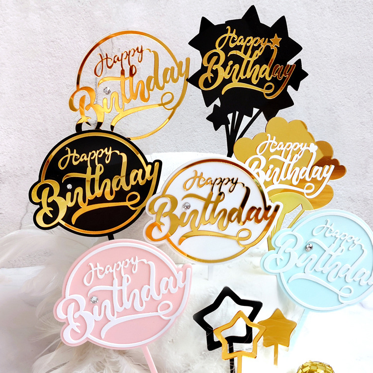 Que Chữ Happy Birthday Cắm Trang Trí Bánh Kem