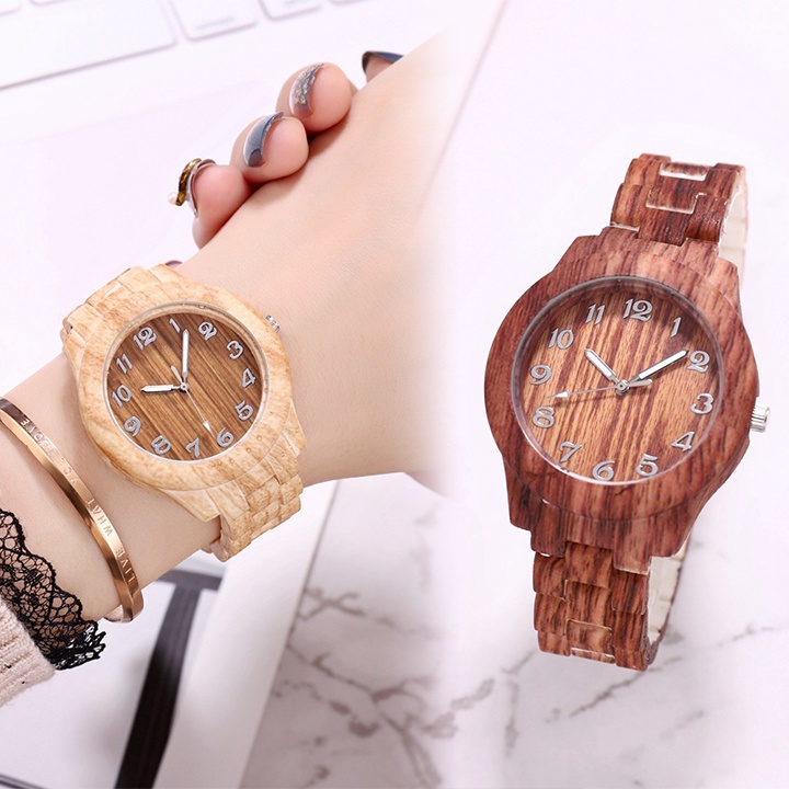 Đồng Hồ Thời Trang Nữ Gỗ Thơm Thiết Kế Đơn Giản, Năng Động