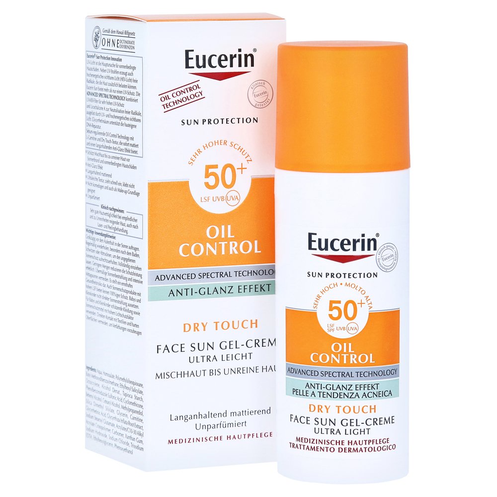 Kem chống nắng Eucerin Oil Control cho da dầu mụn, Kem chống nắng phổ rộng kiểm soát dầu Eucerin Sun Gel-Cream Dry Touch