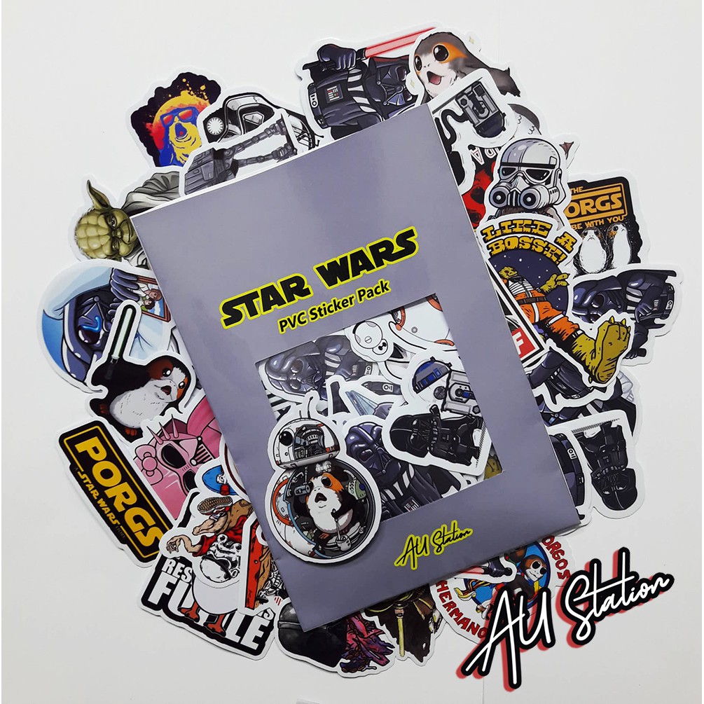 50 miếng decal Sticker STAR WARS Nhựa PVC, không thấm nước, dán nón bảo hiểm, xe, laptop, điện thoại, Vali, ...