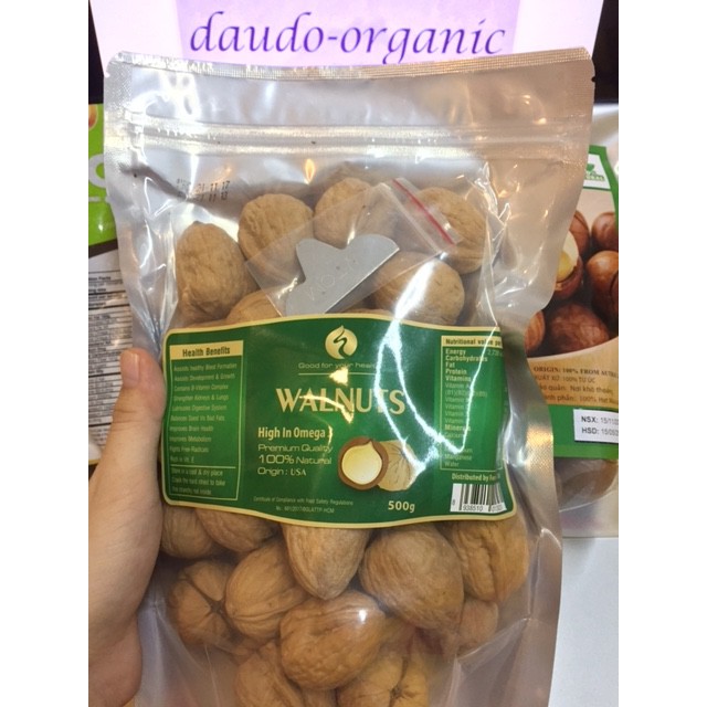 [CHÍNH HÃNG] [ organic ] Hạt Óc Chó Walnuts USA gói 500g . Chính Hãng NEW 2020