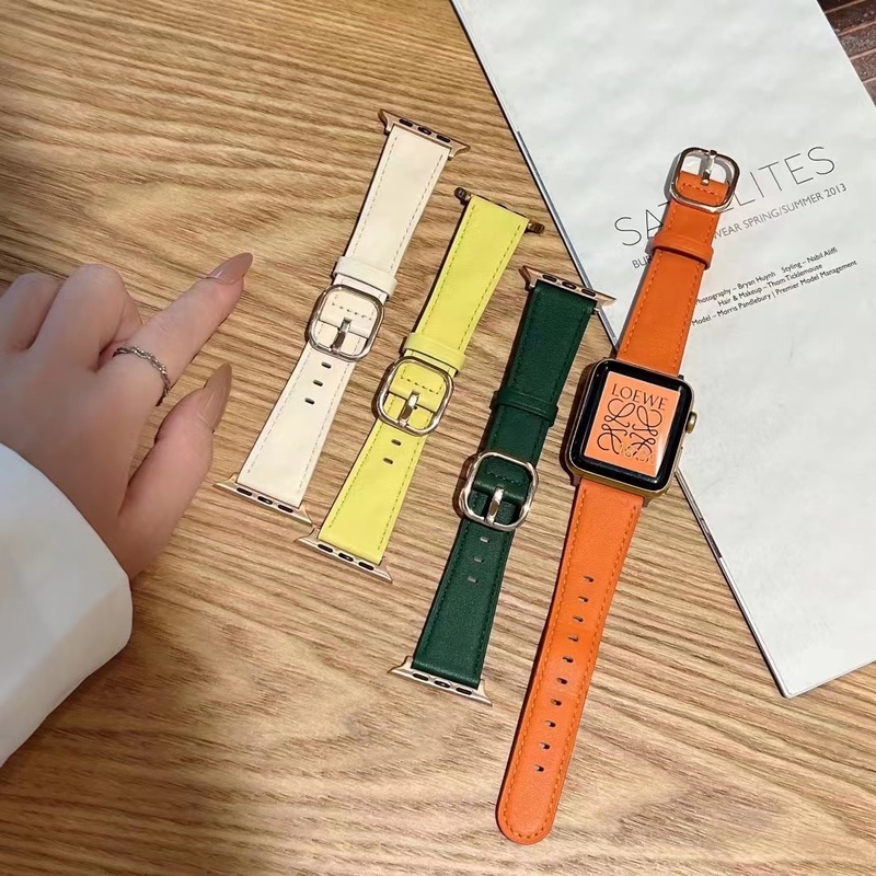 Dây Đeo Bằng Da Thật 44mm 45mm 41mm 40mm 42mm 38mm Cho iWatch series 7 6 5 4 3 2 1