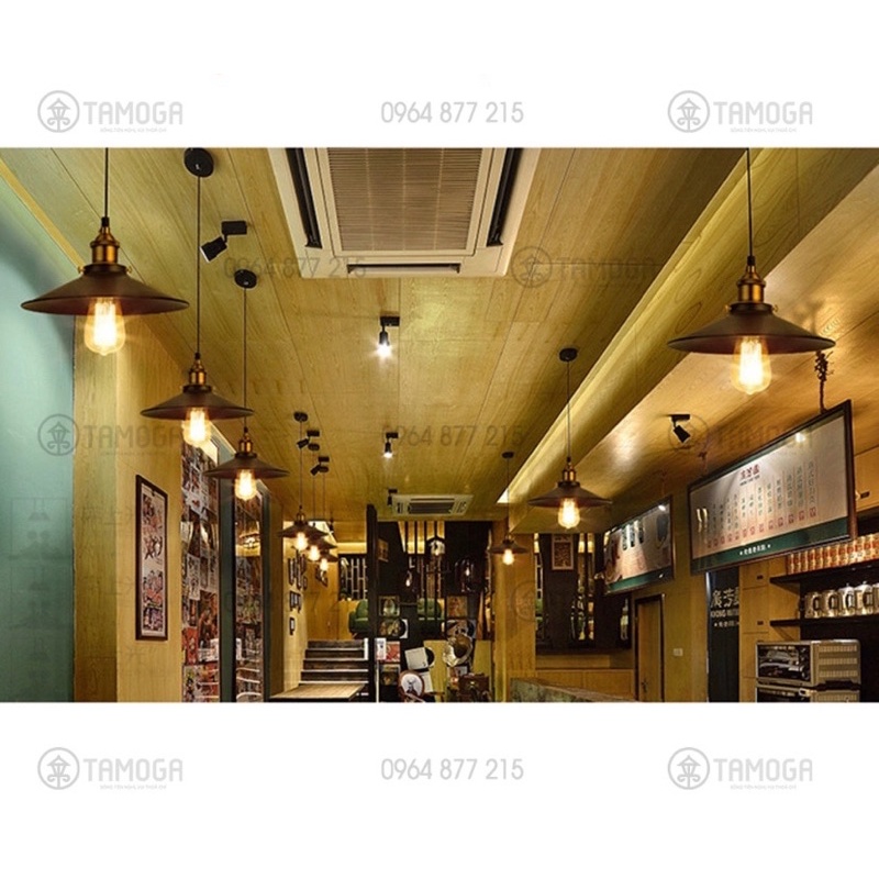 Đèn thả trần đui đồng cỡ lớn 30cm hình chóp nón DT 8890/1 + tặng kèm bóng LED