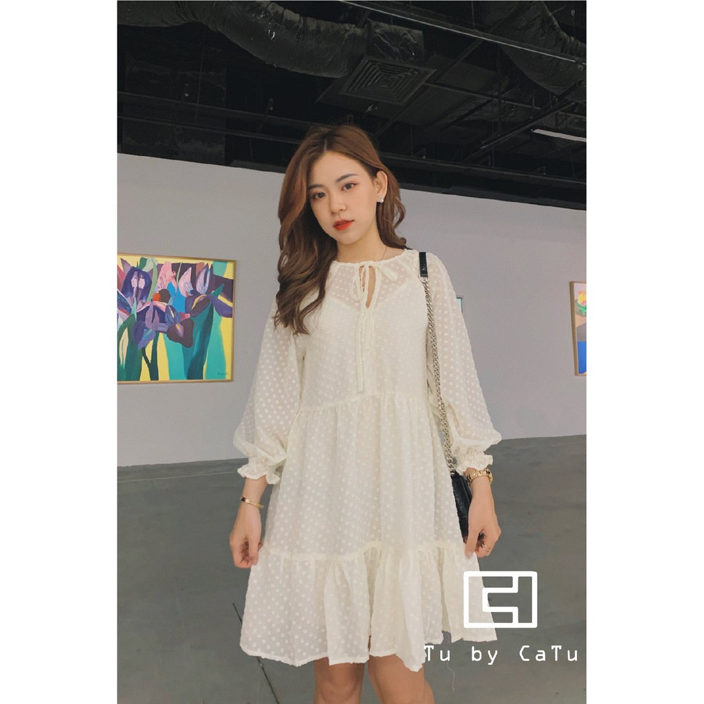 TUBYCATU | Đầm bi trắng/ kem 2 tầng | BigBuy360 - bigbuy360.vn