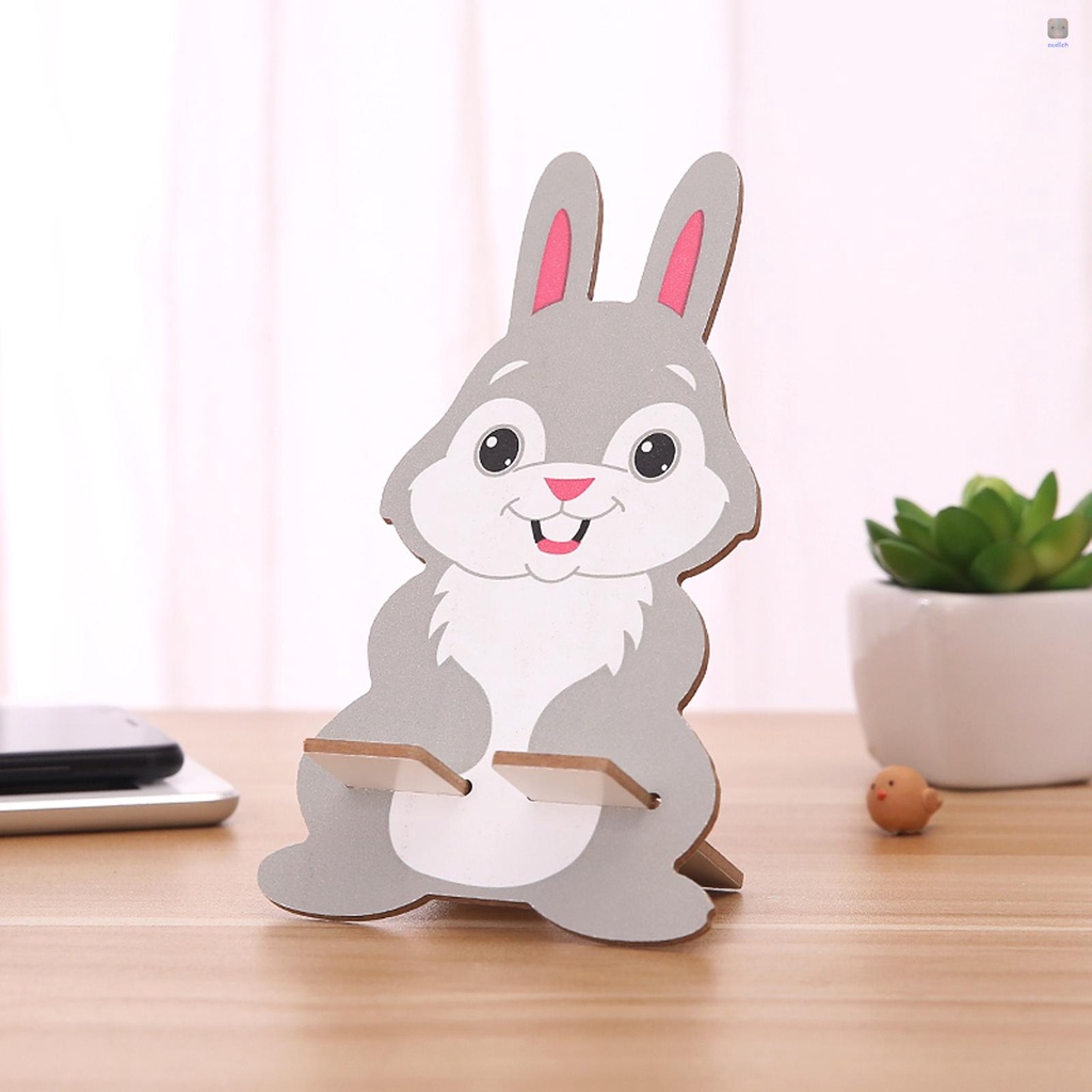 Giá Đỡ Điện Thoại/Máy Tính Bảng Bằng Gỗ Hình Chú Thỏ Hoạt Hình Đáng Yêu