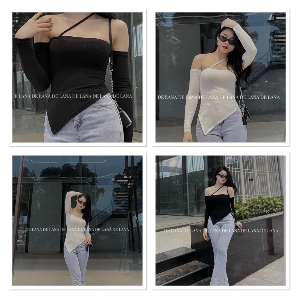 Áo quây trễ vai tay dài hot hit, Áo trễ vai dây chéo
