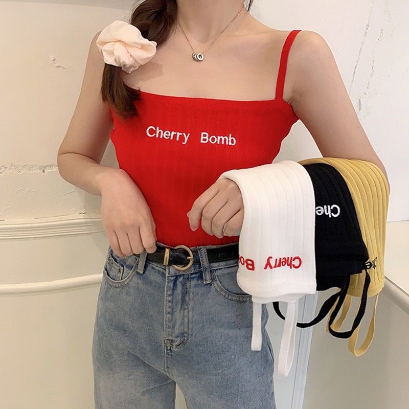 Áo hai dây ôm nữ CHERRY áo 2 dây croptop chất thun gân mềm mát - VIETCEN