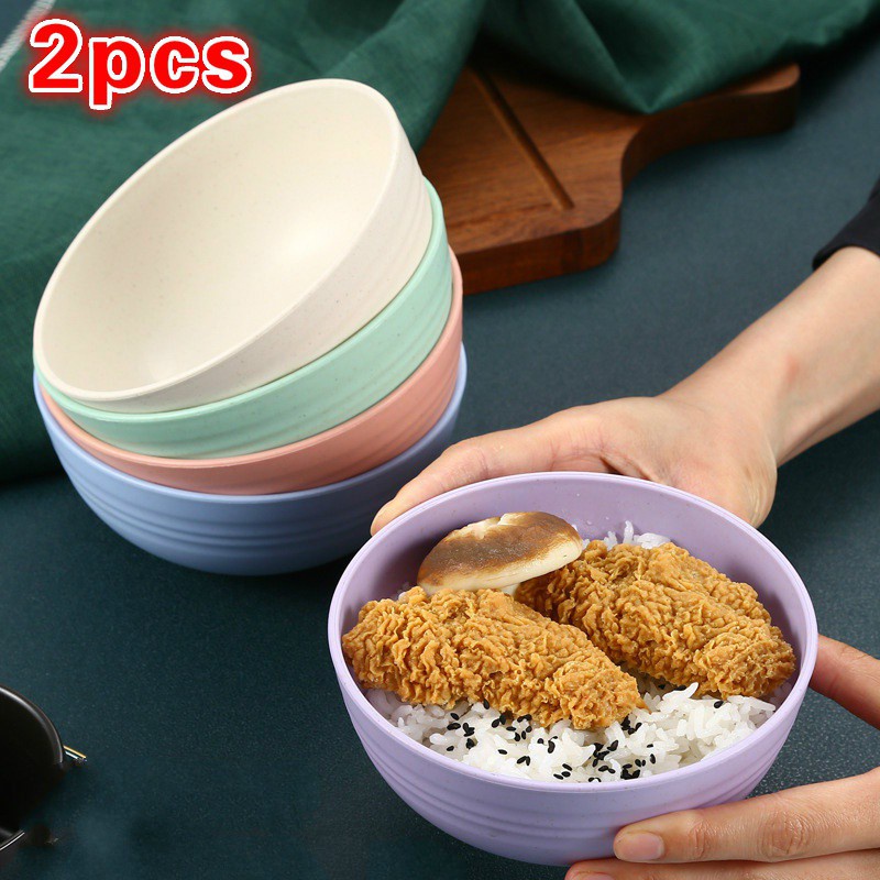 Set 2 Tô Tròn Cách Nhiệt Chống Rơi Chất Liệu Lúa Mạch Cho Bé