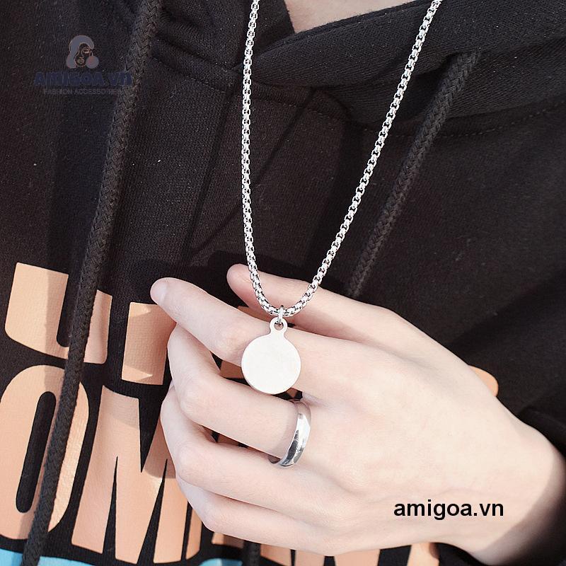 ✨✨Vòng cổ Thép Titan Mặt Nhẫn Phong Cách Punk Đường Phố Cho Nam Và Nữ