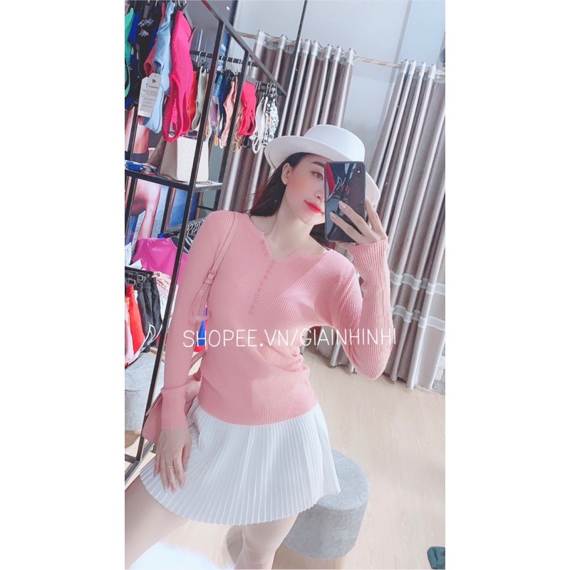 Áo len dài tay cổ cúc dáng ôm, Áo kiểu cúc ngực vải len tăm co giãn AL1354 - NhiNhi Shop | BigBuy360 - bigbuy360.vn