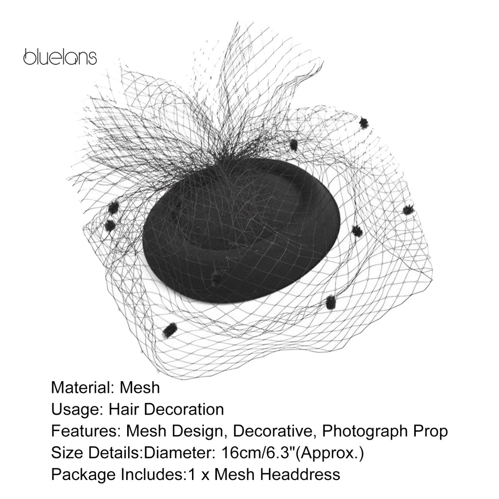 Mũ Lưới Đính Hoa Vải Tuyn Phong Cách Retro Cho Cô Dâu