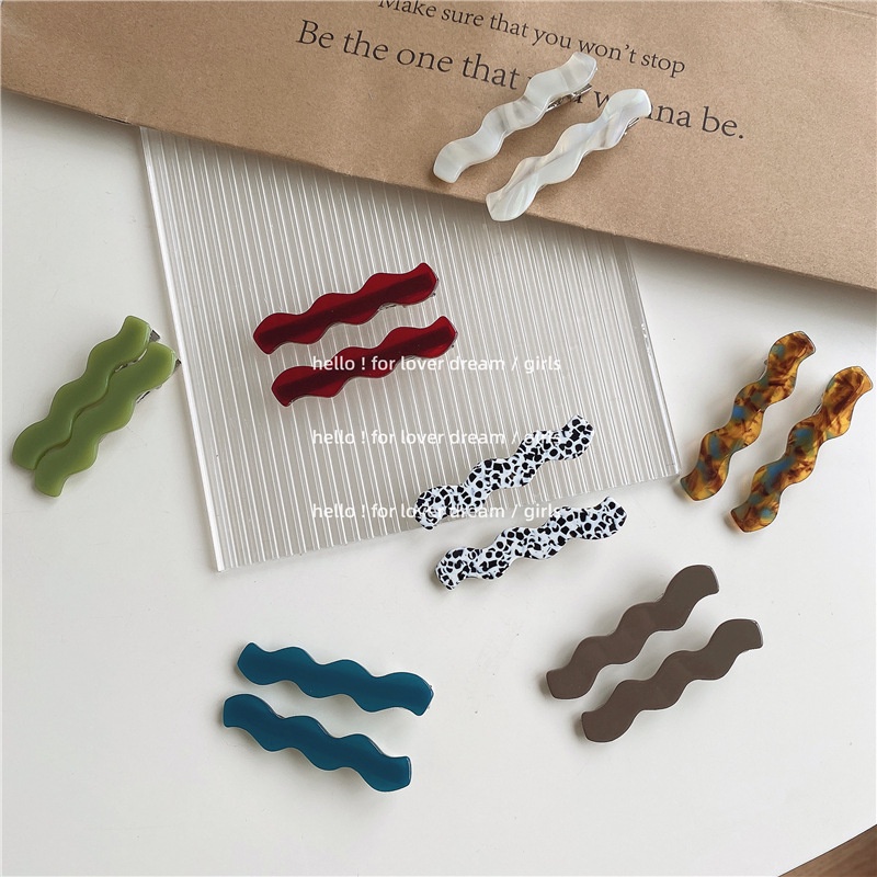 Set 2 Kẹp Tóc Mỏ Vịt Gợn Sóng Nhiều Màu