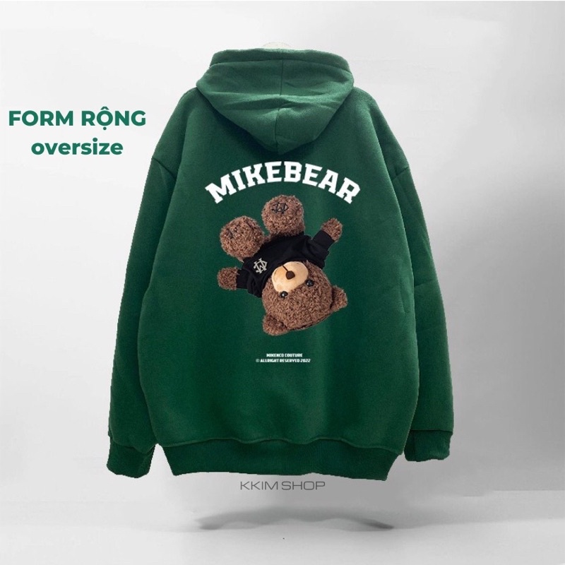 Áo hoodie nỉ bông nam nữ form Unisex MIKEBEAR in hình gấu mũ 2 lớp rộngáo sweater nỉ ulzzang Thời trang Thu đông