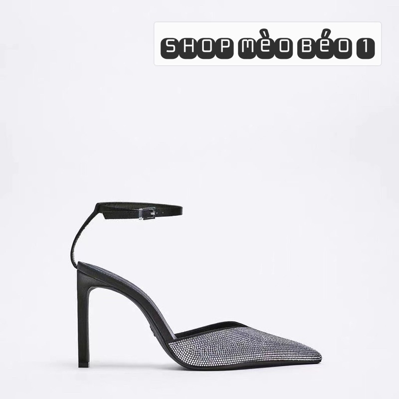 Sandal zara mũi đá nhọn gót nhọn xuất dư fullbox