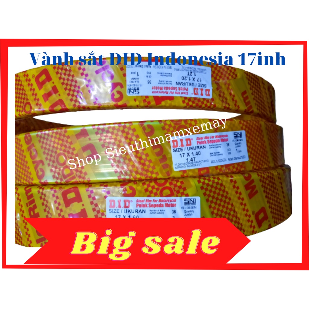 Niềng sắt DID chính hãng nhập khẩu Indonesia bản 1.2-1.4-1.6 x 17