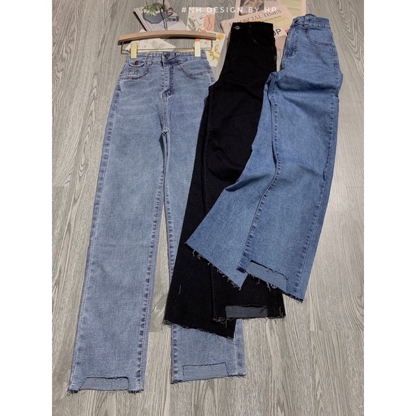 Quần jeans suông cắt gấu mẫu mới