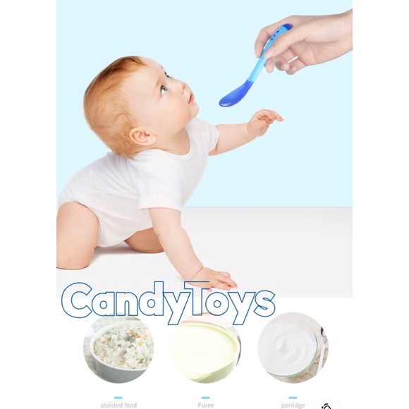 THÌA (MUỖNG), NĨA CHO BÉ ĂN DẶM CẢM BIẾN NHIỆT ĐỘ BẰNG SILICONE