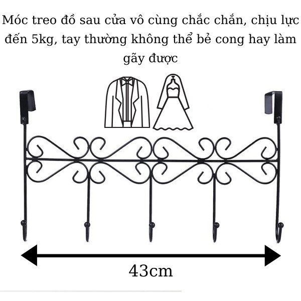 Móc treo đồ gắn cửa sau bằng thép cao cấp không gỉ, móc treo quần áo đa năng FAMAHA