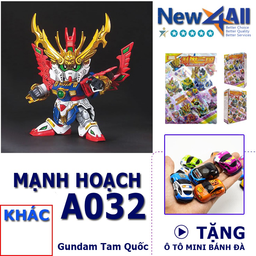 Gundam A032 Mạnh Hoạch - Đồ chơi lắp ráp sd Gundam Tam Quốc New4all tặng kèm 01 xe ô tô mini bánh đà