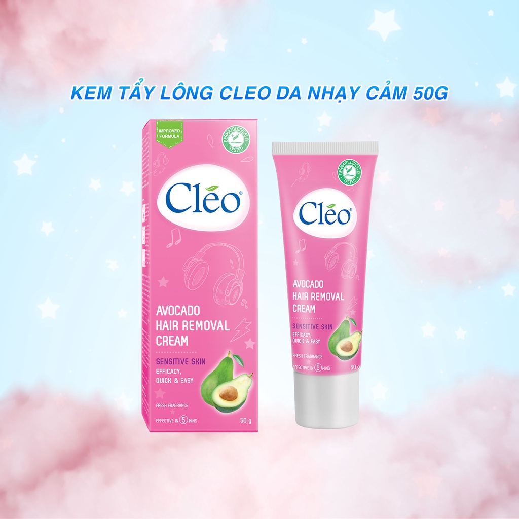 Kem Bơ Tẩy Lông Cho Da Nhạy Cảm Avocado Hair Removal Cream Sensitive Skin Cléo 50Gr
