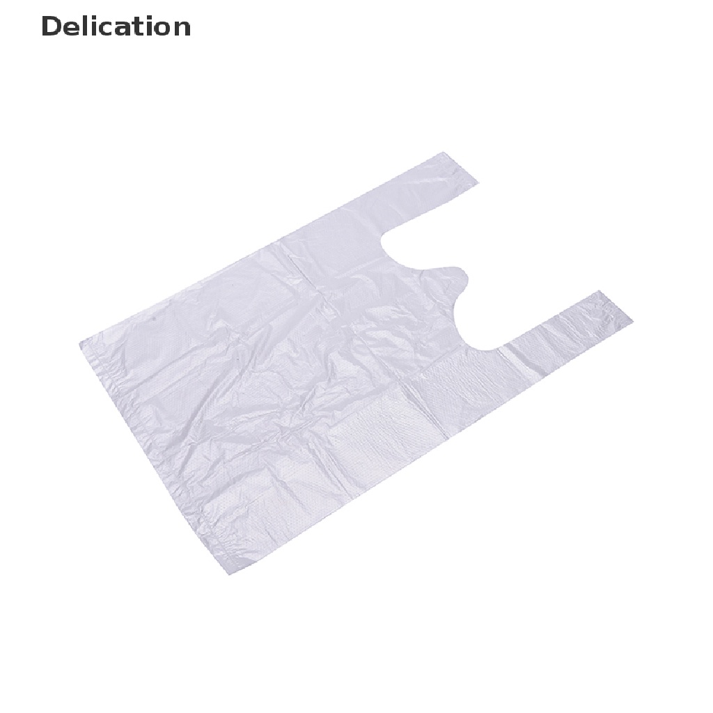 [Delication] Set 100 Túi Mua Sắm Bằng Nhựa Thiết Kế Đuôi Bán Lẻ Có Tay Cầm Đóng Gói
