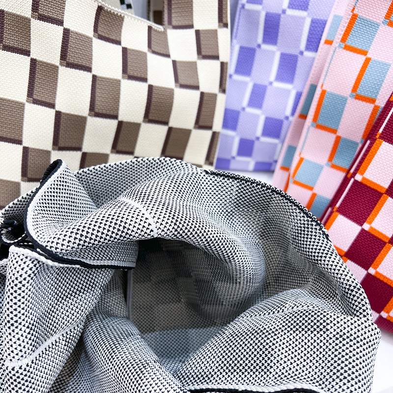 Ielgy Túi Xách Họa Tiết Kẻ Ô Tương Phản Cho Nữ