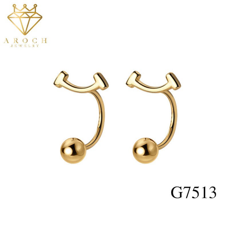 Khuyên tai bạc Ý s925 mô phỏng nụ cười vòng cung G7513 - AROCH Jewelry