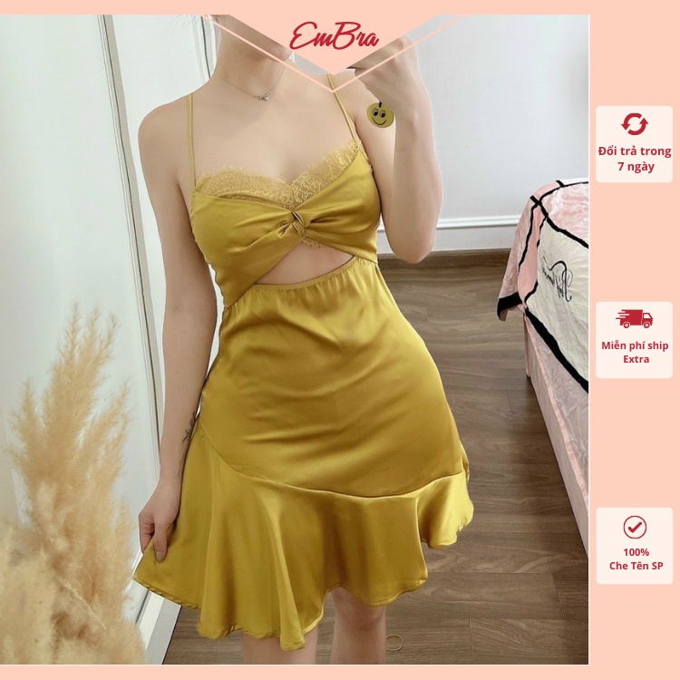 Váy ngủ Embra xoắn ngực hở chân sexy EBV25