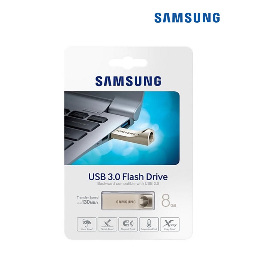 USB Samsung 8GB - Silver Metal Pendrive 3.0