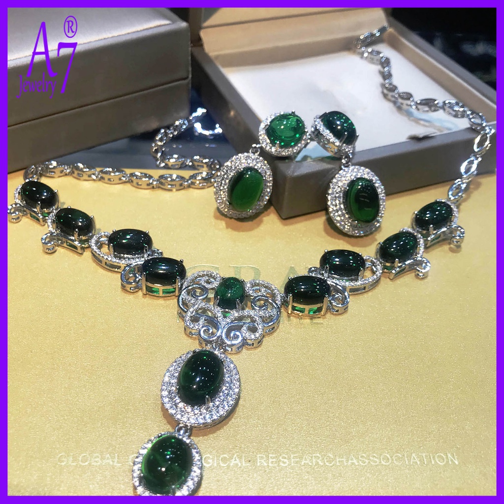 Set Vòng cổ và mặt đá mã não xanh cho ngày của mẹ