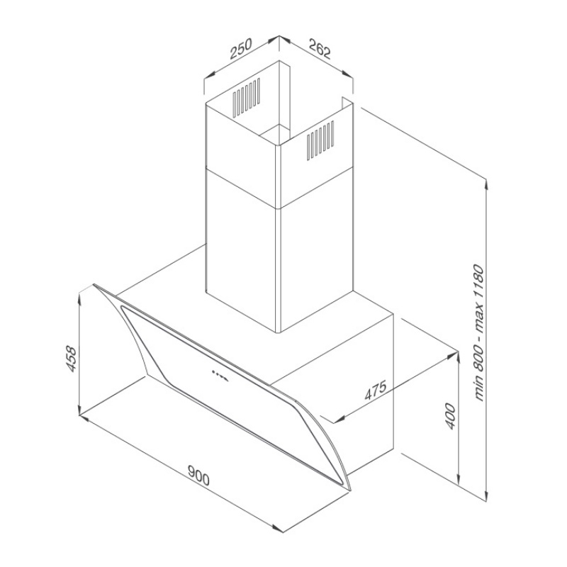 [FREESHIP HCM] Máy hút mùi áp tường Malloca Plana K3444 - Ngang 90 cm - Công Suất Hút 700m3/h