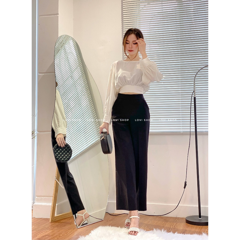 QUẦN CULOTTES ỐNG RỘNG KHOÁ KÉO HÔNG TÚI XÉO LOVI