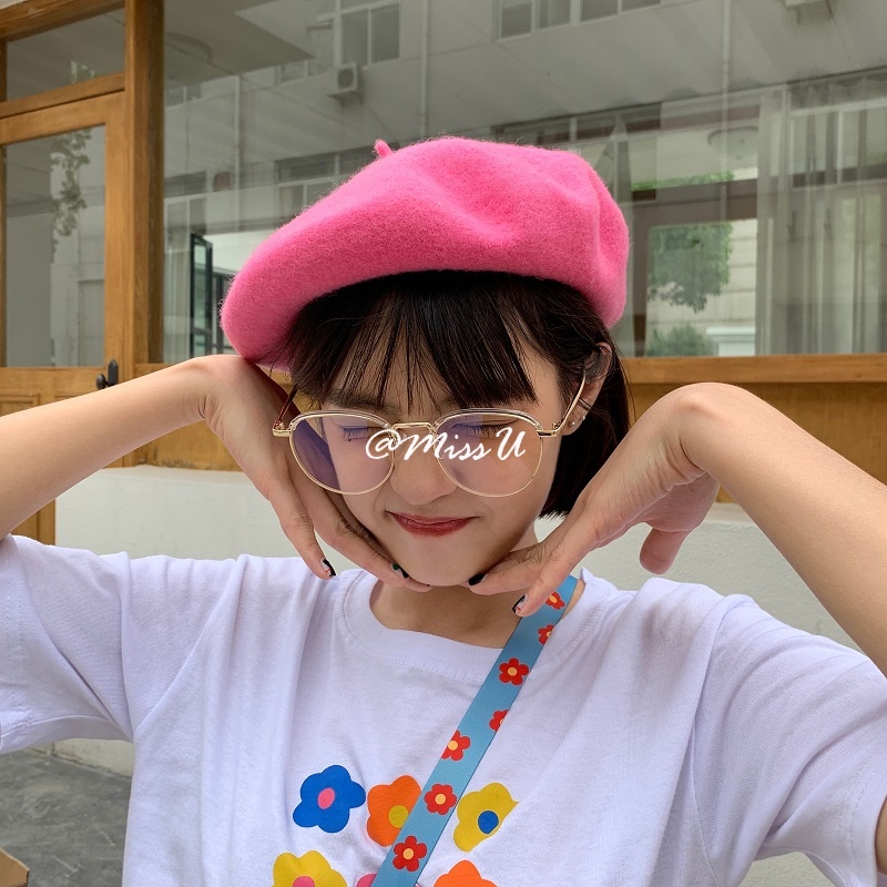 Mũ Nồi Len Màu Trơn Thời Trang Thu Đông Phong Cách Vintage Hàn Quốc Cho Nữ