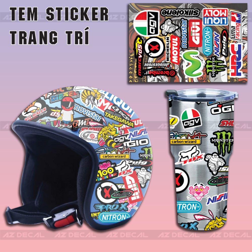 Sticker Logo Racing 01 | Tem Trang Trí Mũ Bảo Hiểm, Xe Máy, Xe Điện, Thiết Bị Công Nghệ | Kích Thước A4