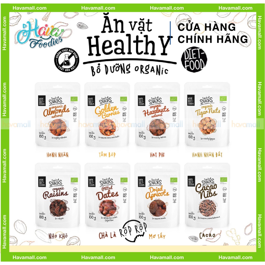 [HÀNG CHÍNH HÃNG] Hạt Cacao Ngòi Hữu Cơ Diet Food 100gr – Organic Cacao Nibs