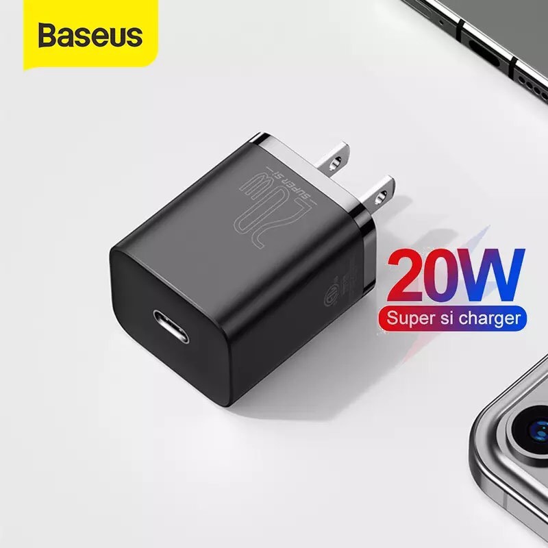 Củ Cáp Sạc Baseus Super Si Mini Usb C Qc3.0 Pd 20w Sạc Nhanh Cho Điện Thoại Iphone 12